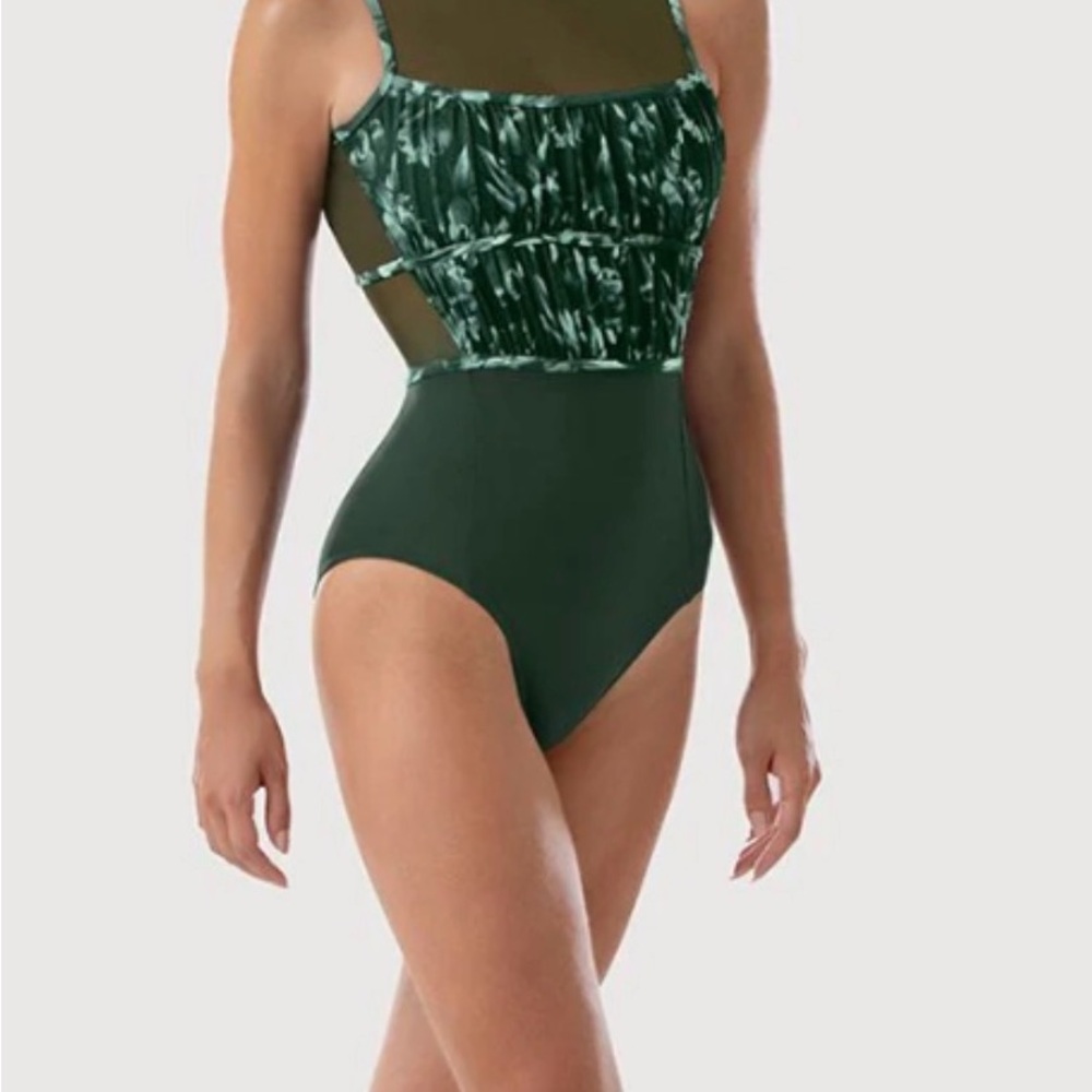 BNWT Bloch Green Floral Accented Bodysuit.